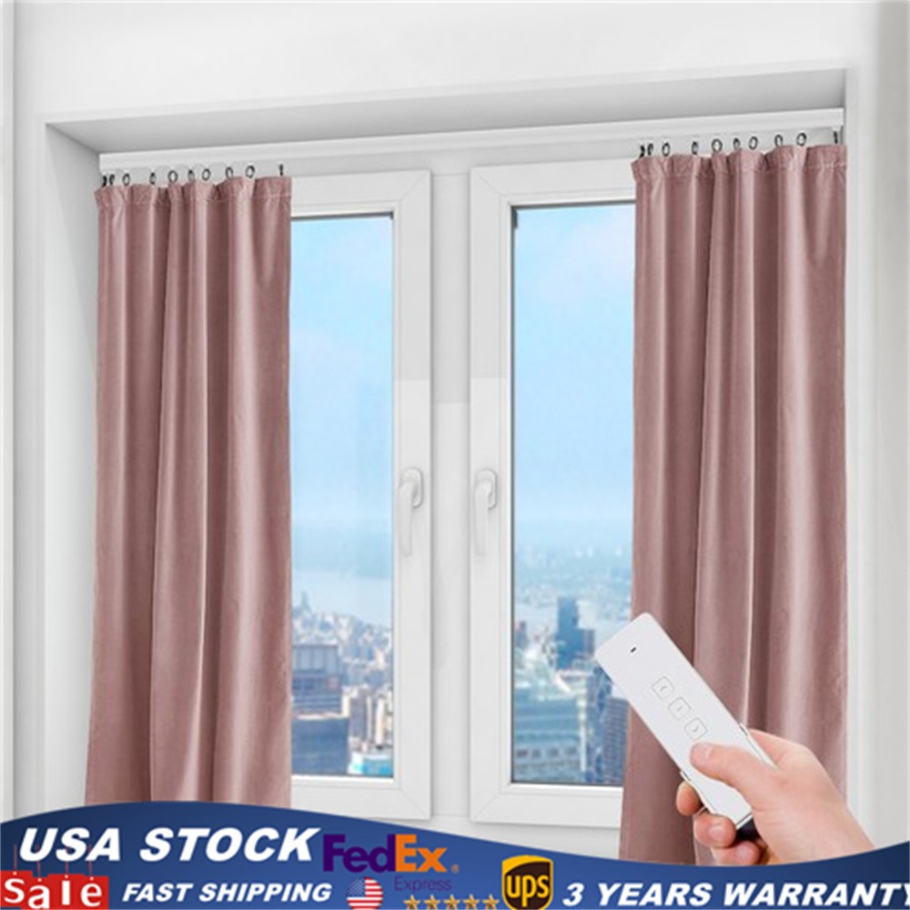 Motorized Curtain Track Electric Curtain Track DIY White With Remote Control NEW