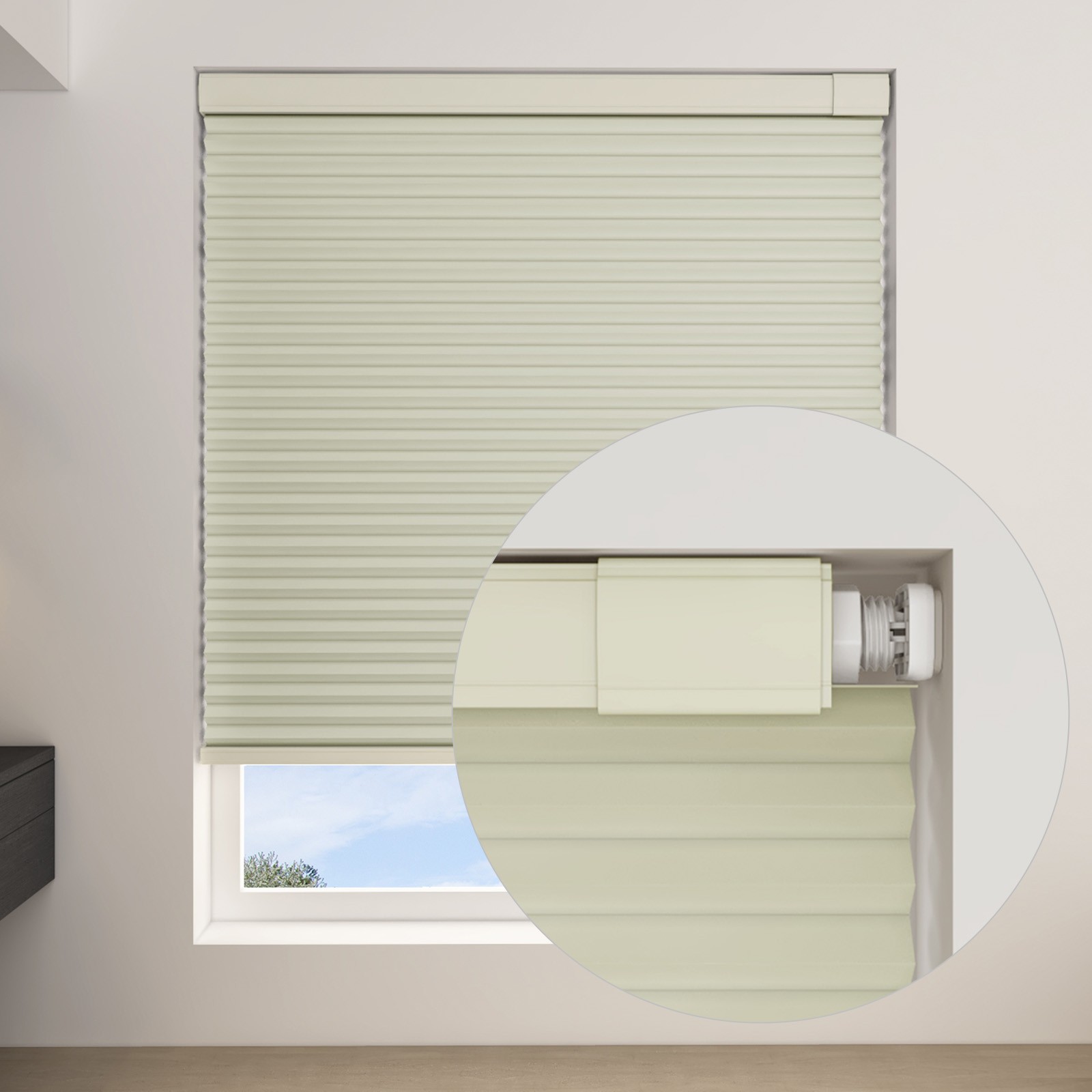 Changshade Blackout No Tools No Drill Cordless 1.5” Cellular Shade Window Blinds