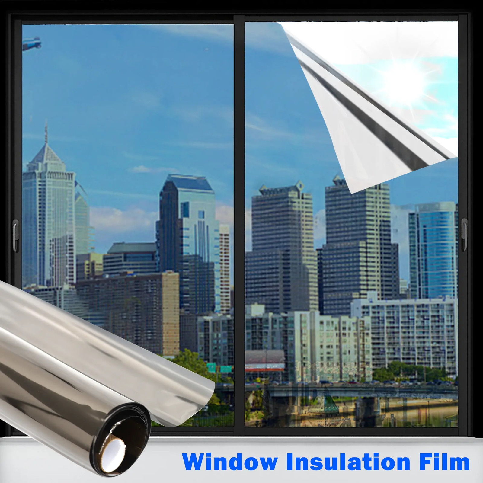 Window Privacy Film, Static Cling Removable Window Tint, Sun and UV Blocker for