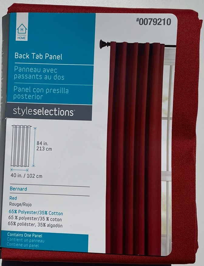 Style Selections Bernard Red 84 in Back Tab Light Filtering Single Curtain Panel