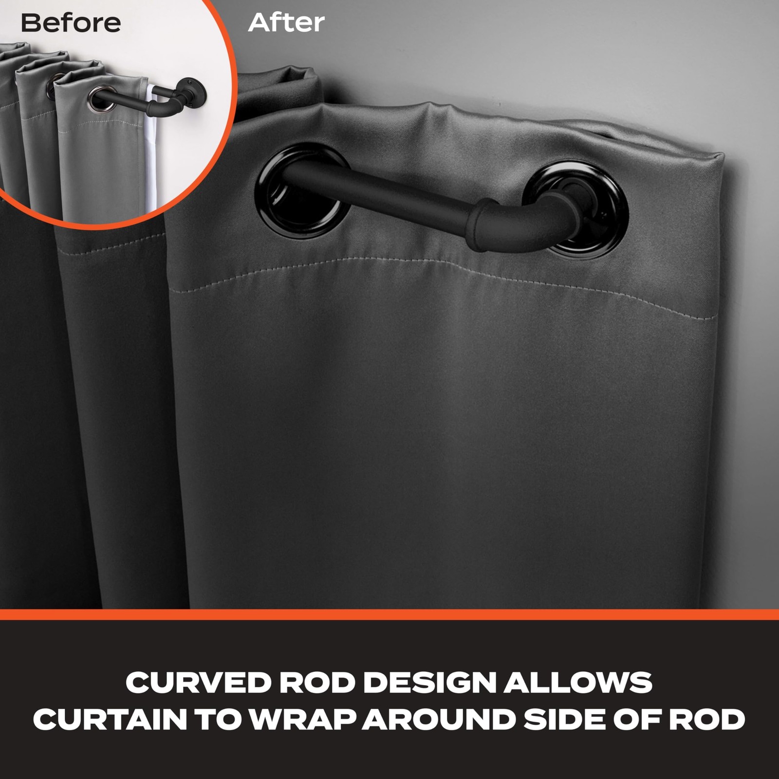 Sun Zero – Bronn Double Curtain Rod, Industrial Pipe Wraparound Design, Du