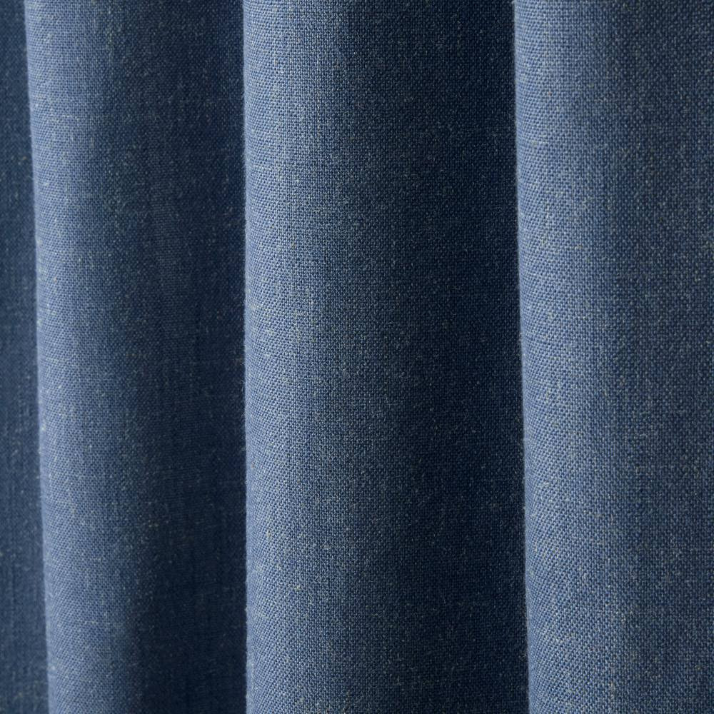 Arlo Solid Linen Texture 50 In. W X 108 In. L Polyester Blackout Navy Blue Curta