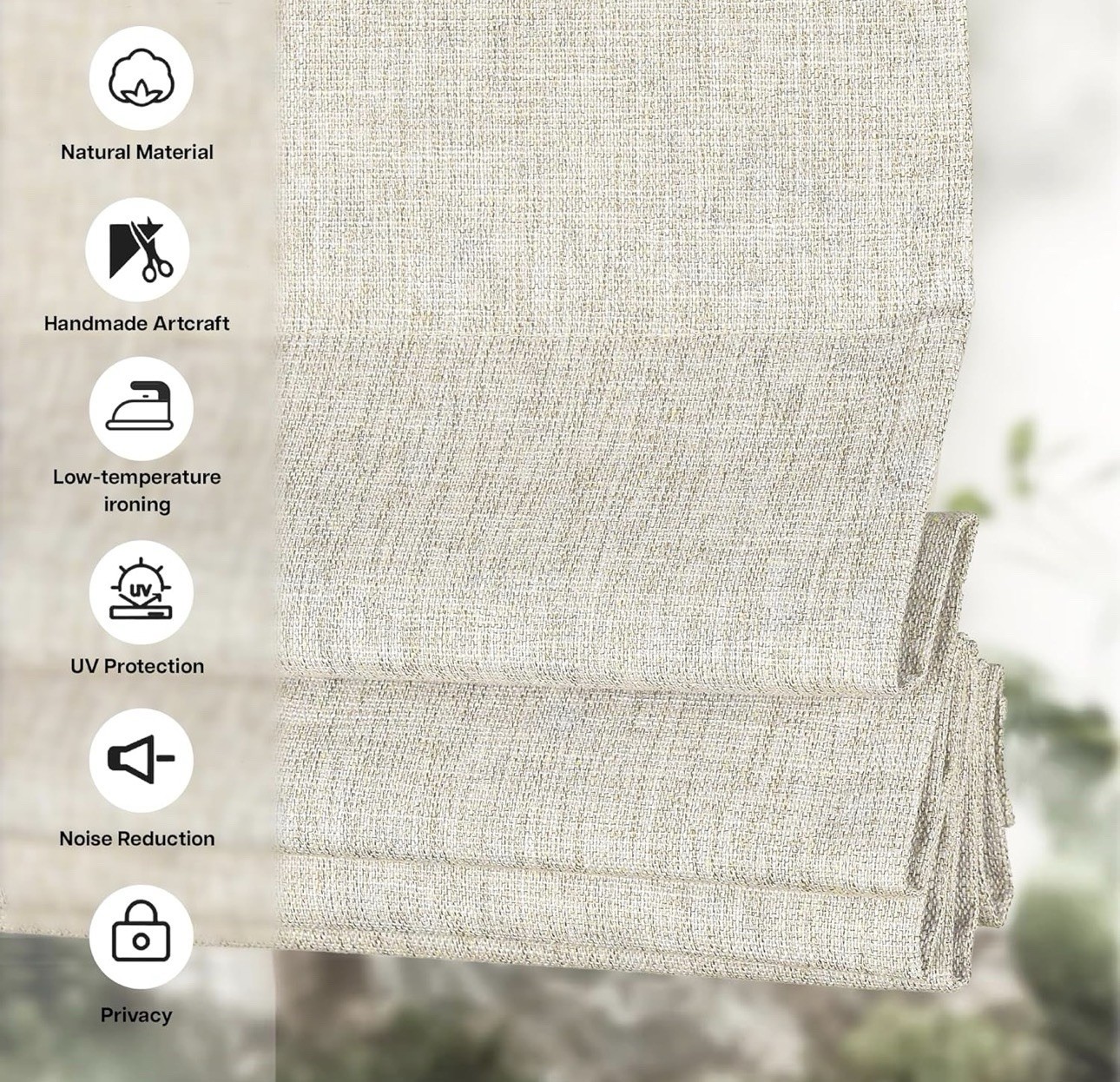 LazBlinds No Drill Cordless Roman Shade 28×64 ￼ Belgium Beige Light Blocking