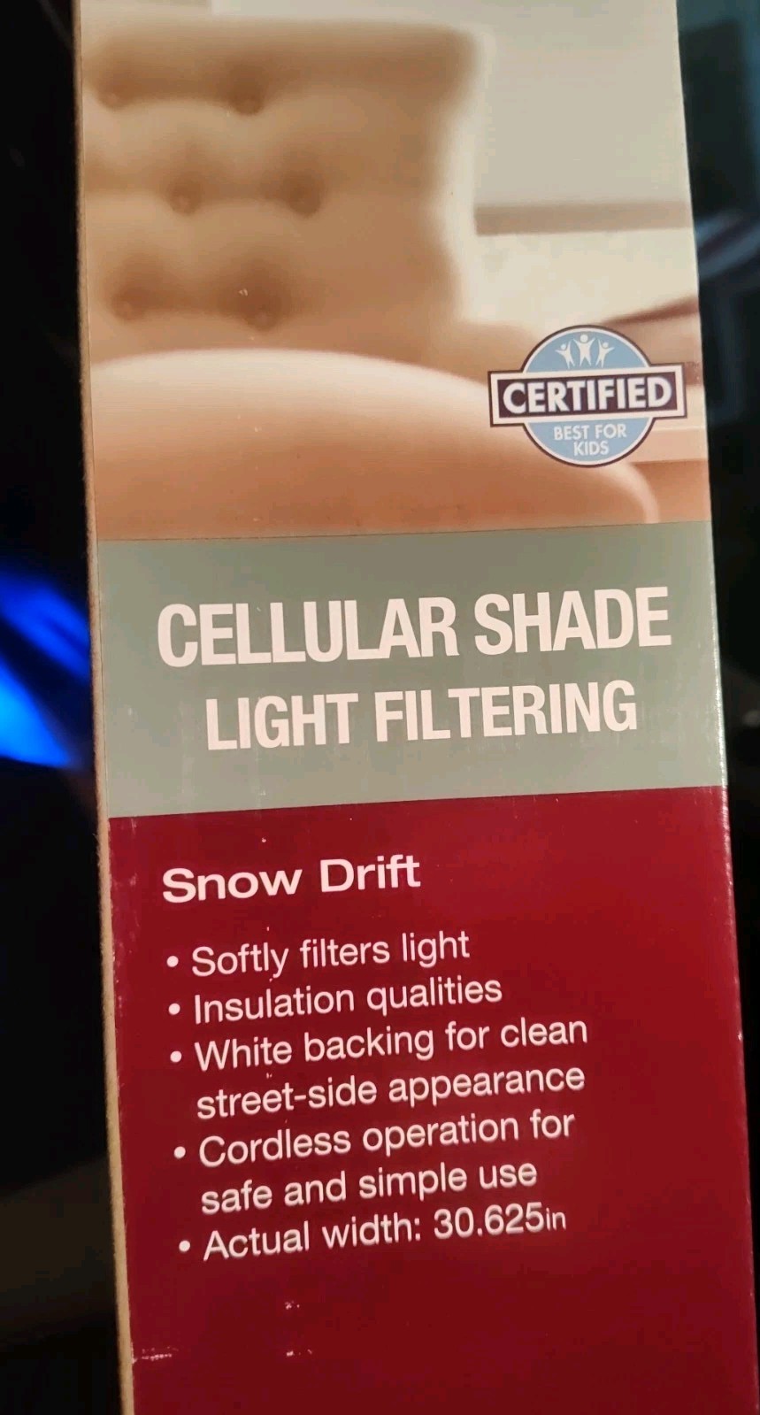 Lot Of 2, Home Decor Collection Cordless Cellular Shade 31″x72″Snow Drift White