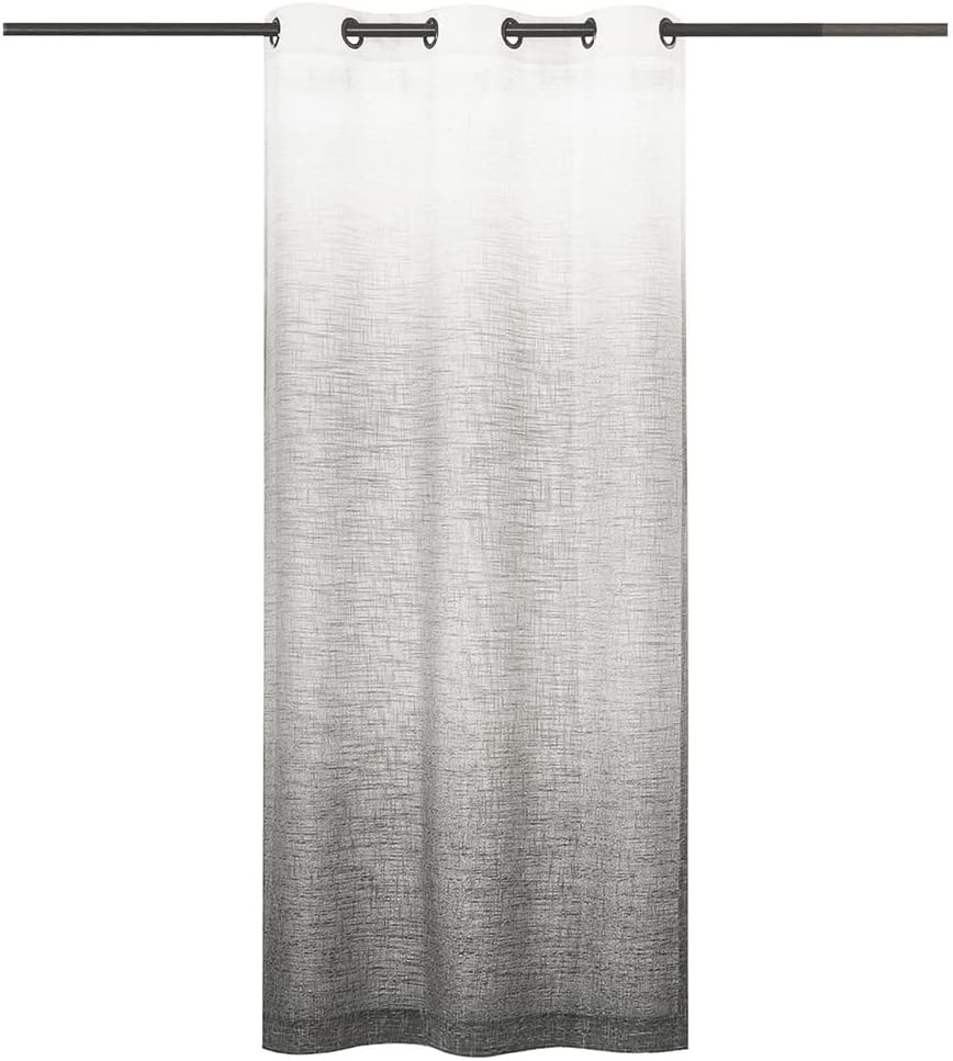 Ombre Window Curtain Panel Linen Gradient Print on Rayon Blend Fabric Drapery Tr