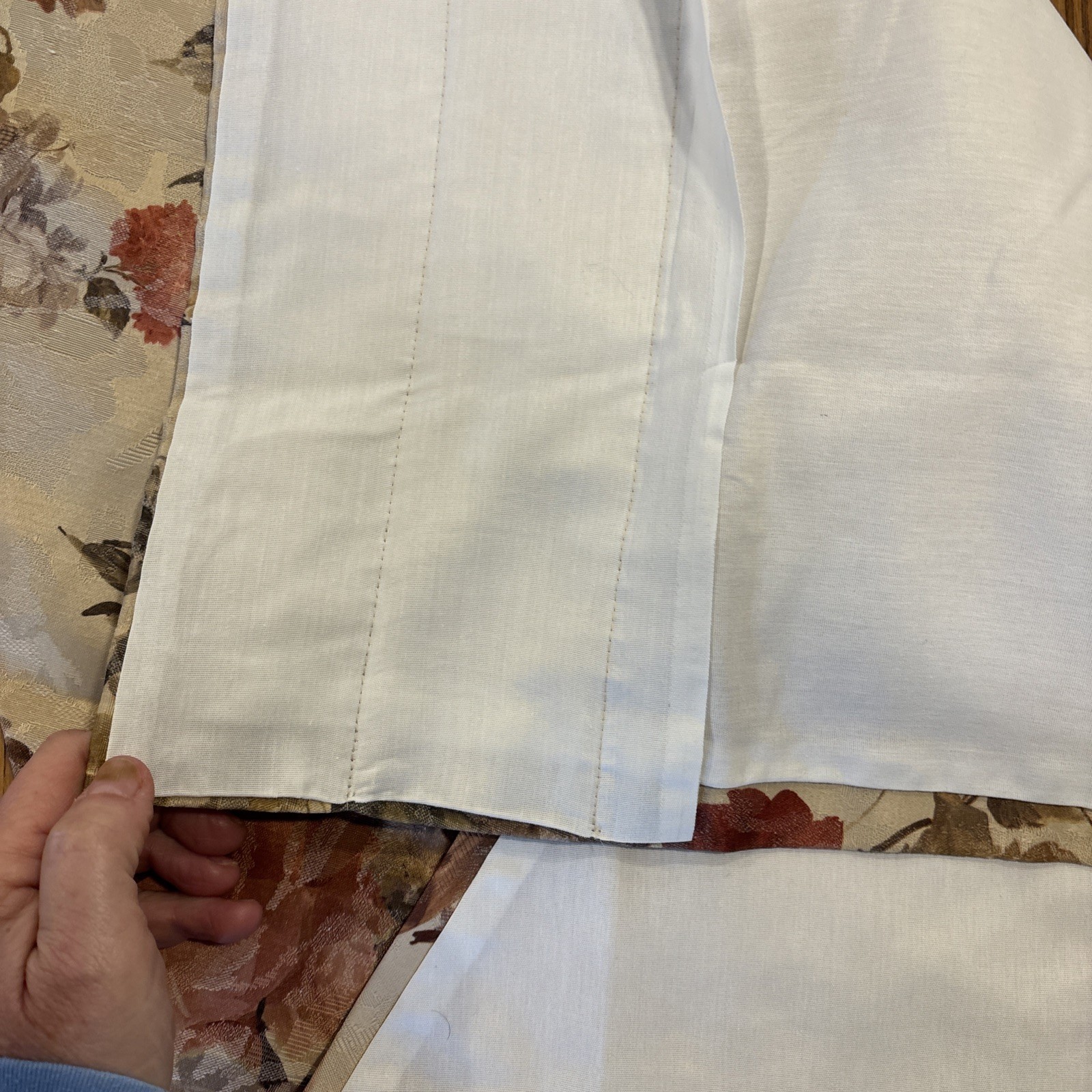 Set of 2 24×61” Floral Rose Lined Curtain Panels, Left & Right, Wide Rod Pocket