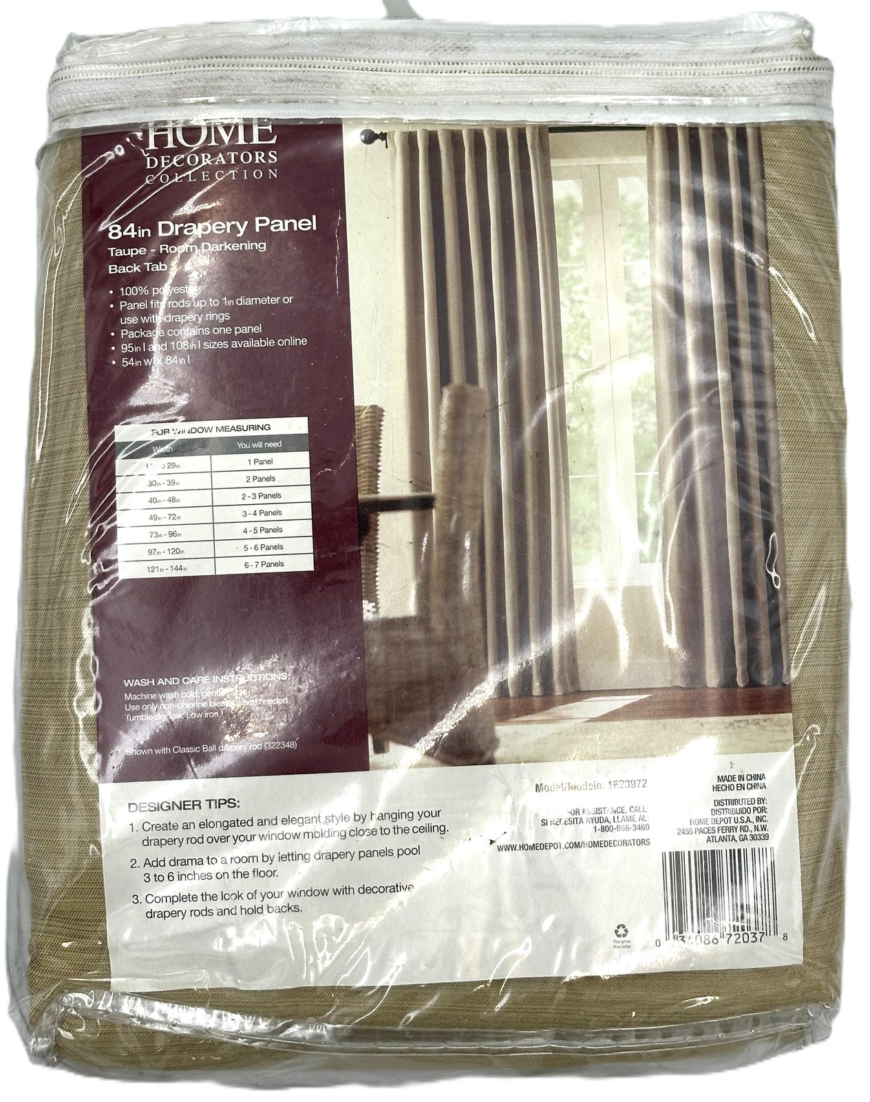 Home Decorators Collections Taupe Room Darkening Curtain, 54in W x 84in L