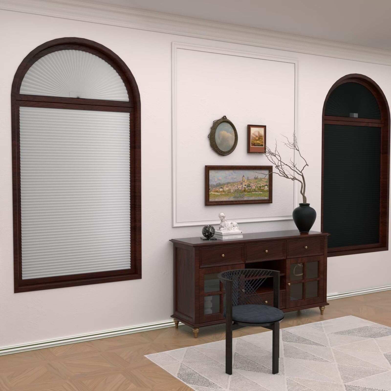 Arch Window Shades Half Circle Blackout Cellular Shades Cordless No Drill Bli…