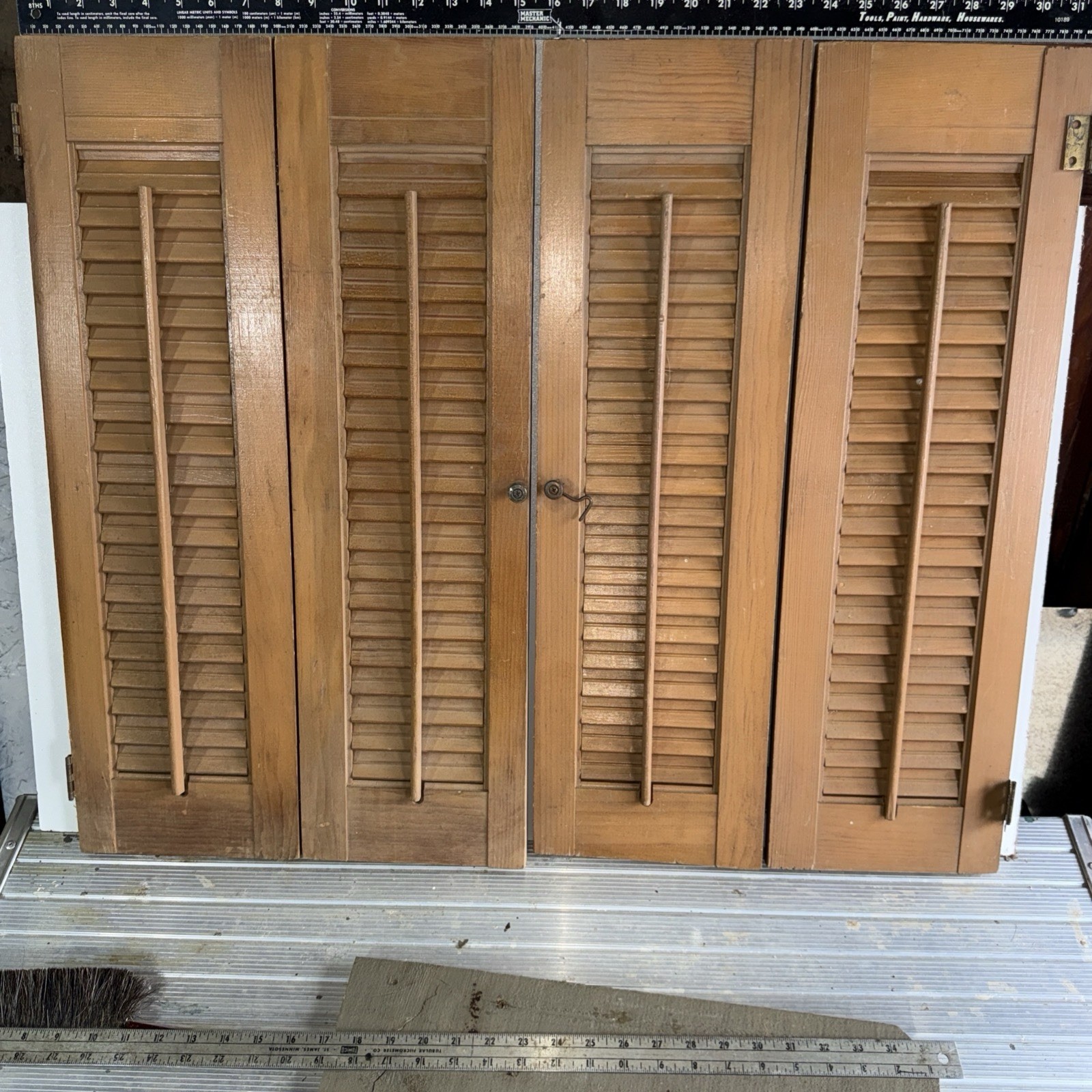 Wooden Shutters For Interior Use 31 1/2 X 26 1/2 Painted Light Brown