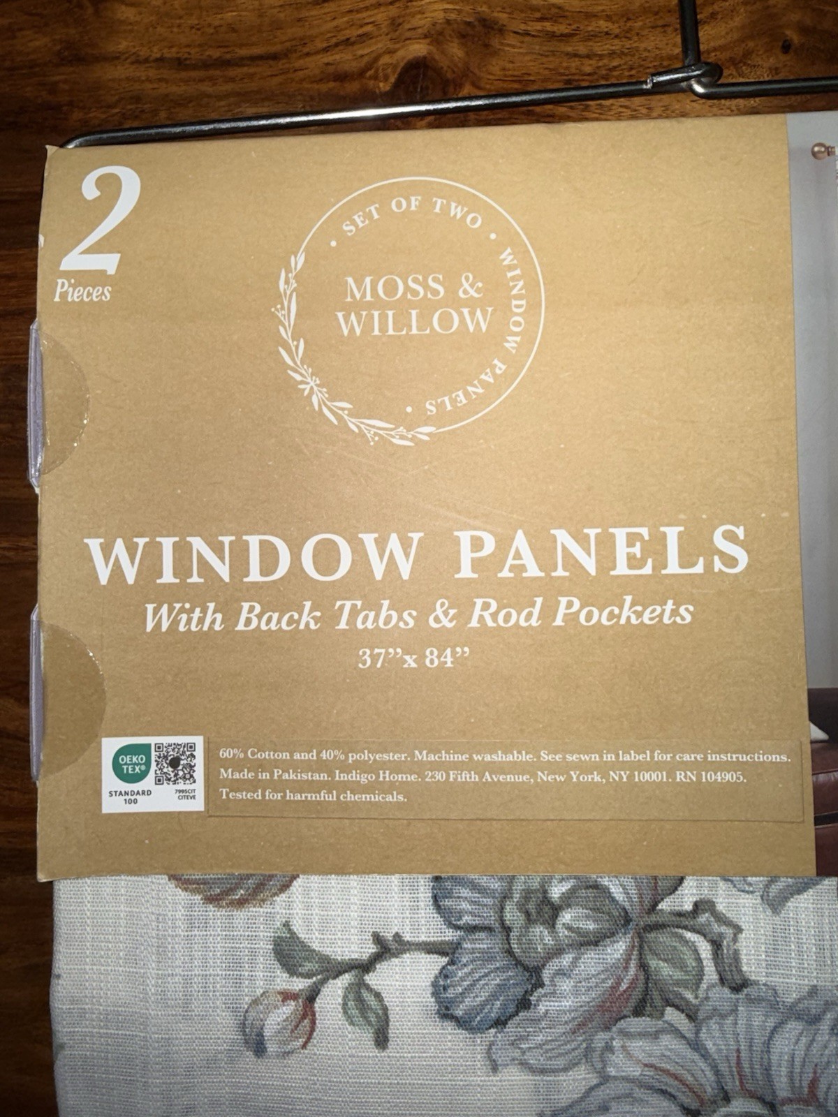 NWT MOSS & WILLOW 37” X 84″ BIRD FLORAL DESIGN CURTAINS PANEL SET OF 2