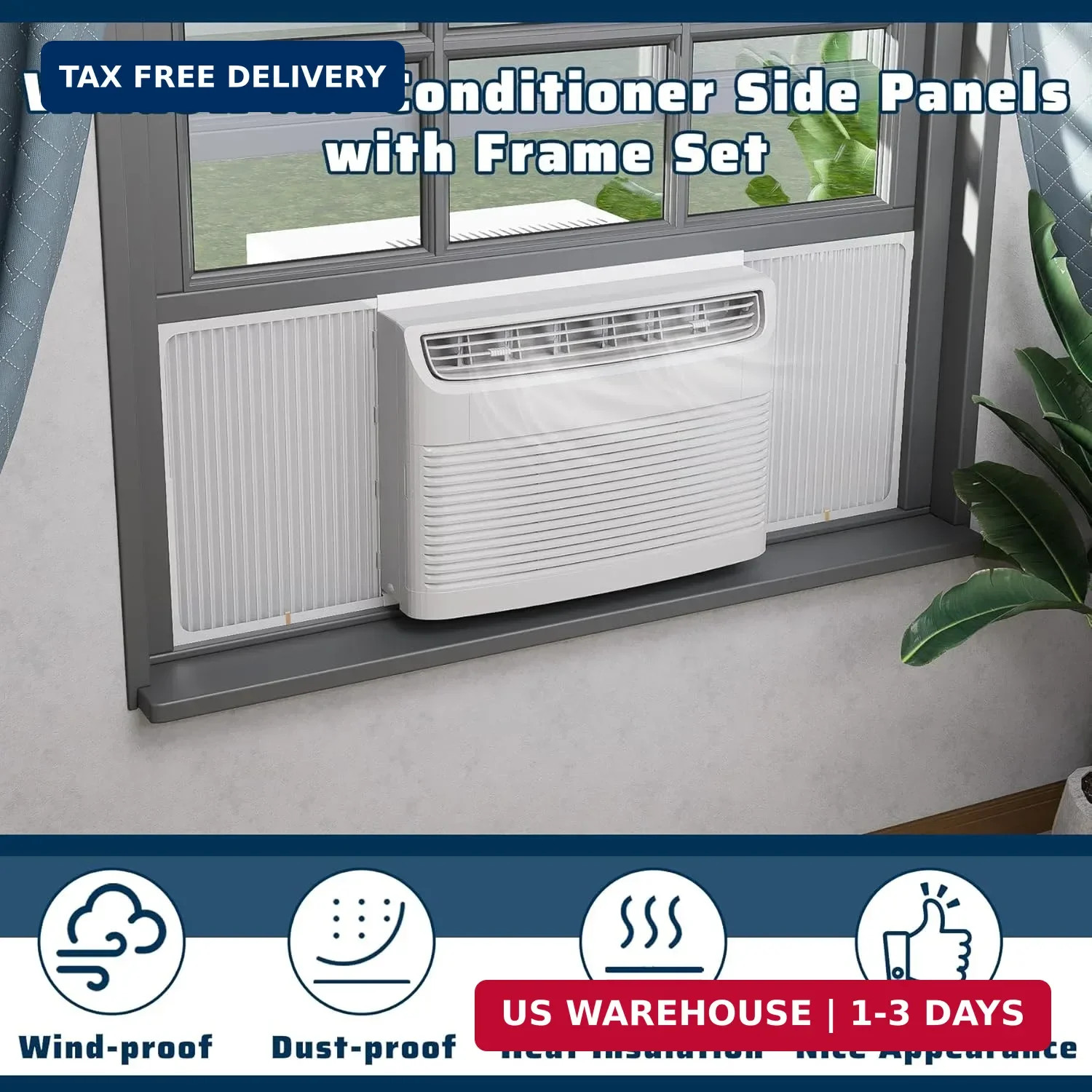 Adjustable Window Air Conditioner Side Panels with Frame Set,Extra Wide Window A