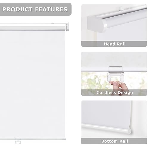 No Tools No Drill Cordless Roller 48” W x 72” H White-light Filtering