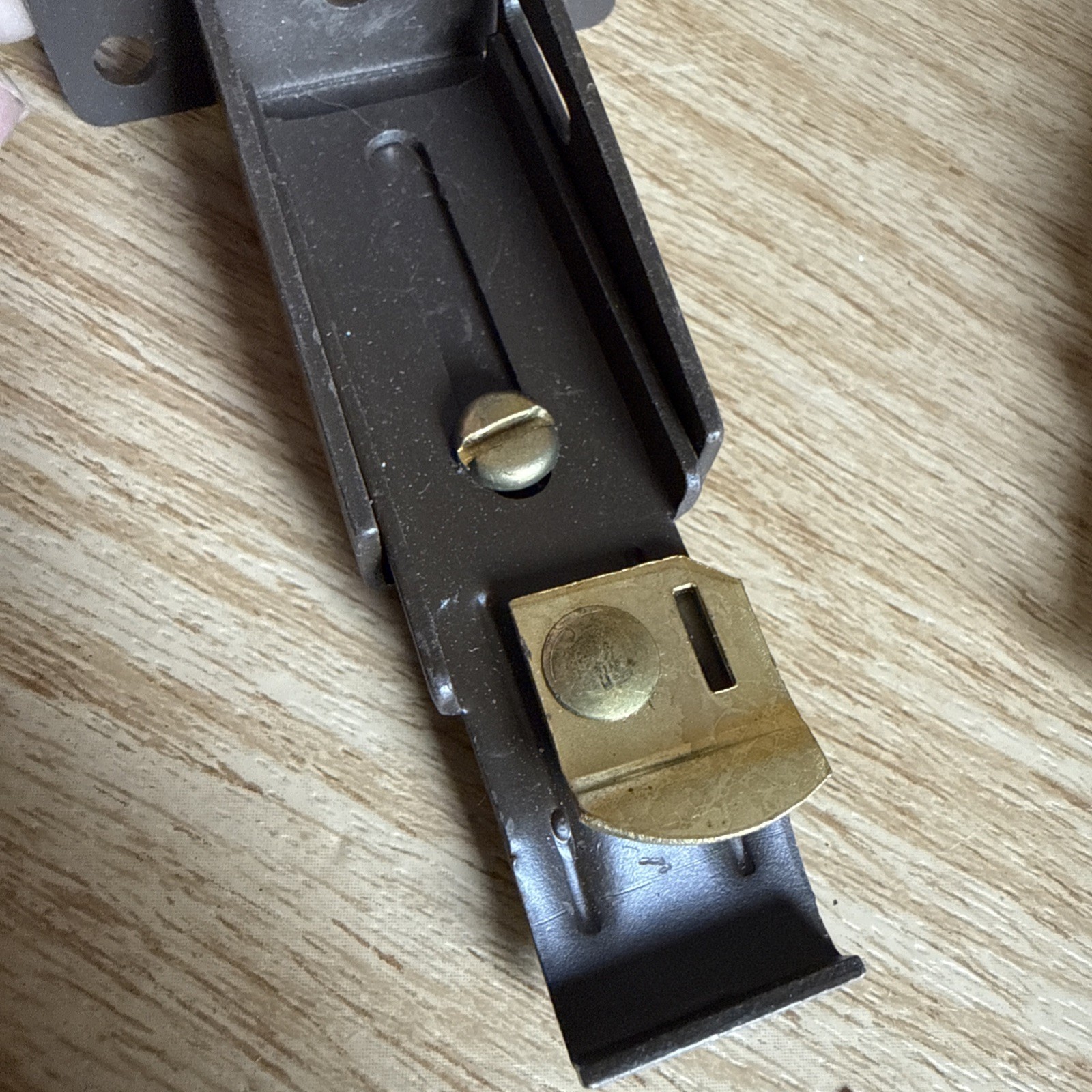 2 Brown Adjustable 3/4″ Curtain Rod Brackets Hardware No Screws Gold Plate