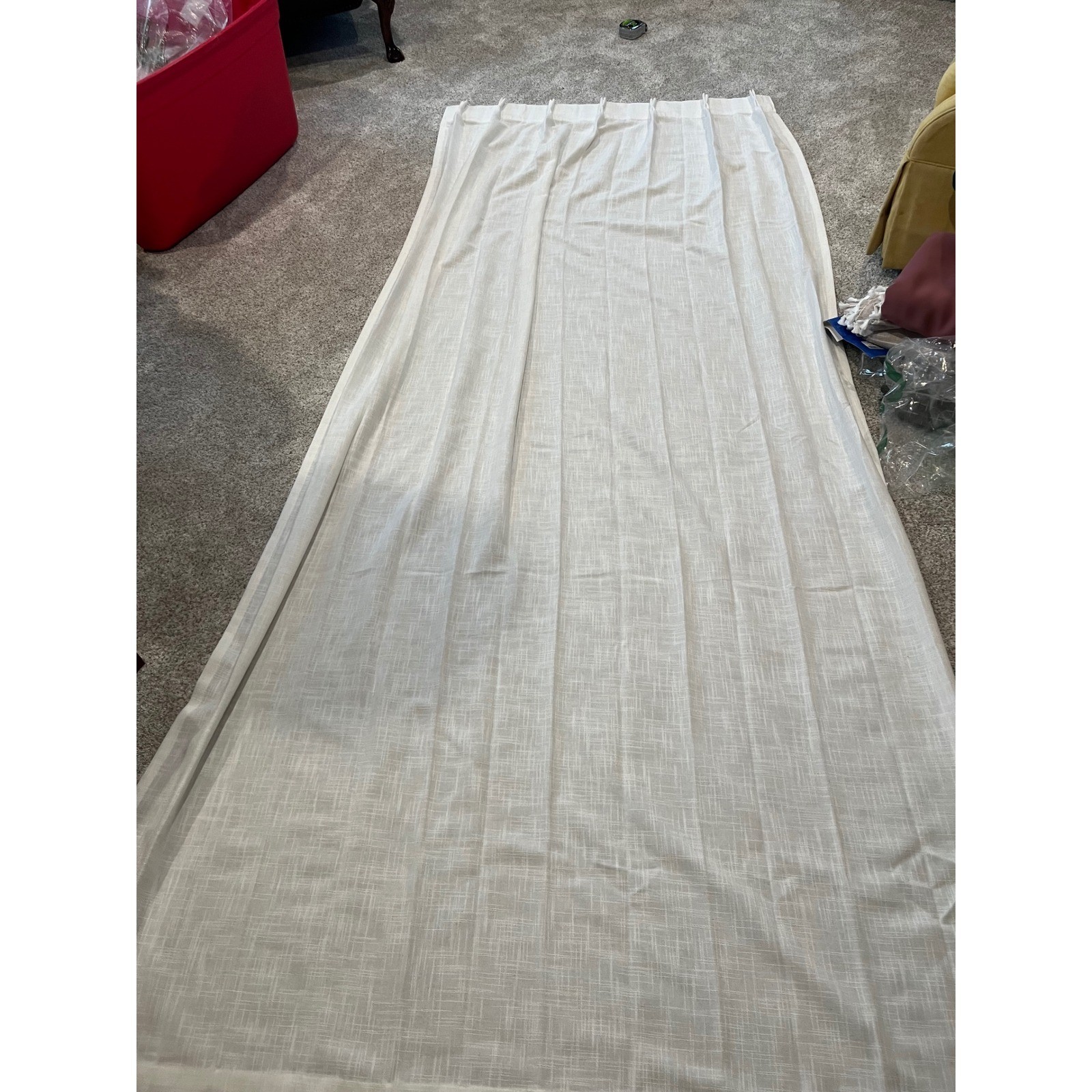 Off White Cream Linen Blend Pinch Pleat Hidden Tab Curtain Panel Set 40×104