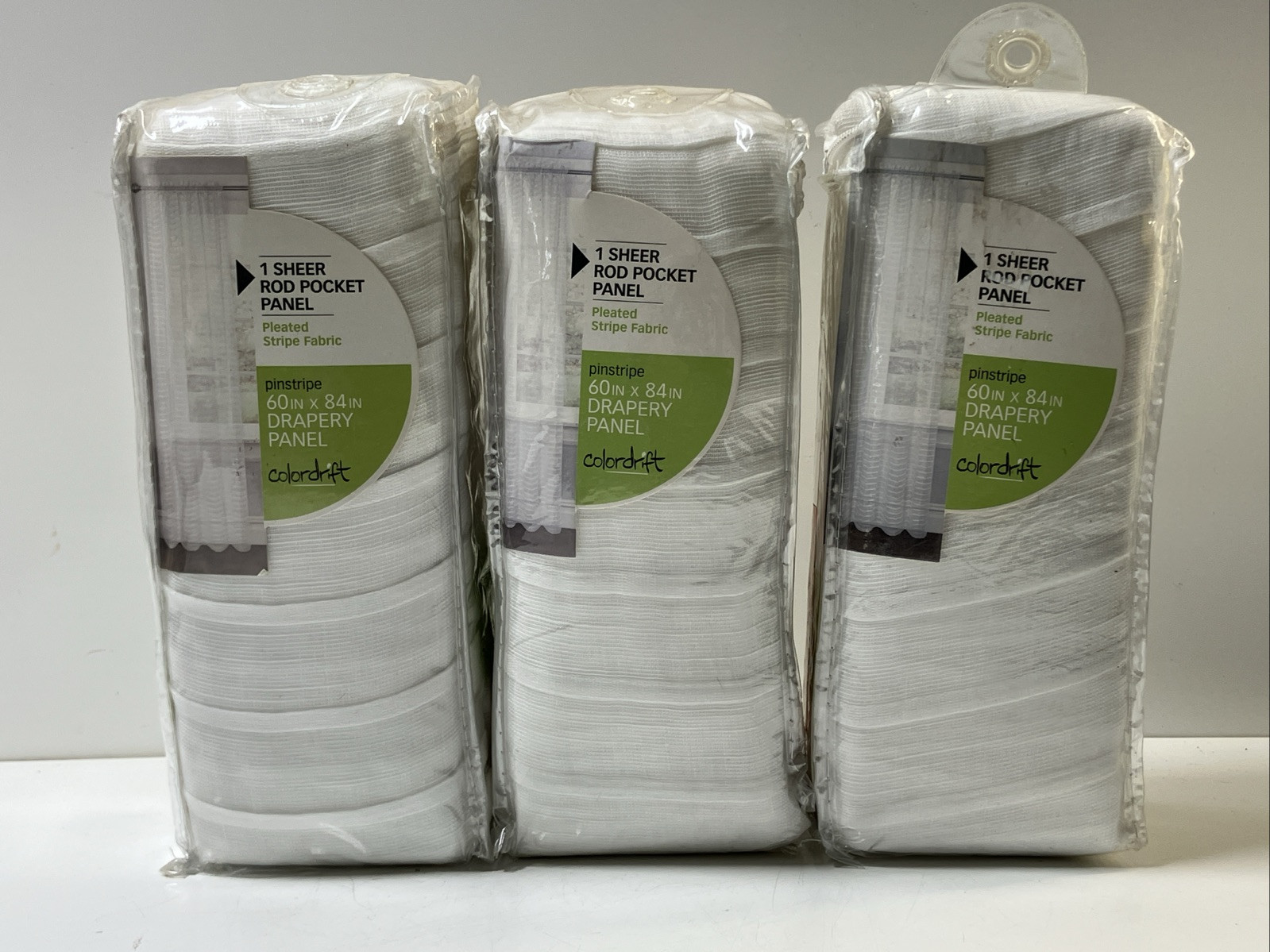 Lot Of (3) Colordrift White Polyester 60 in. W X 84 in. L Sheer Curtain