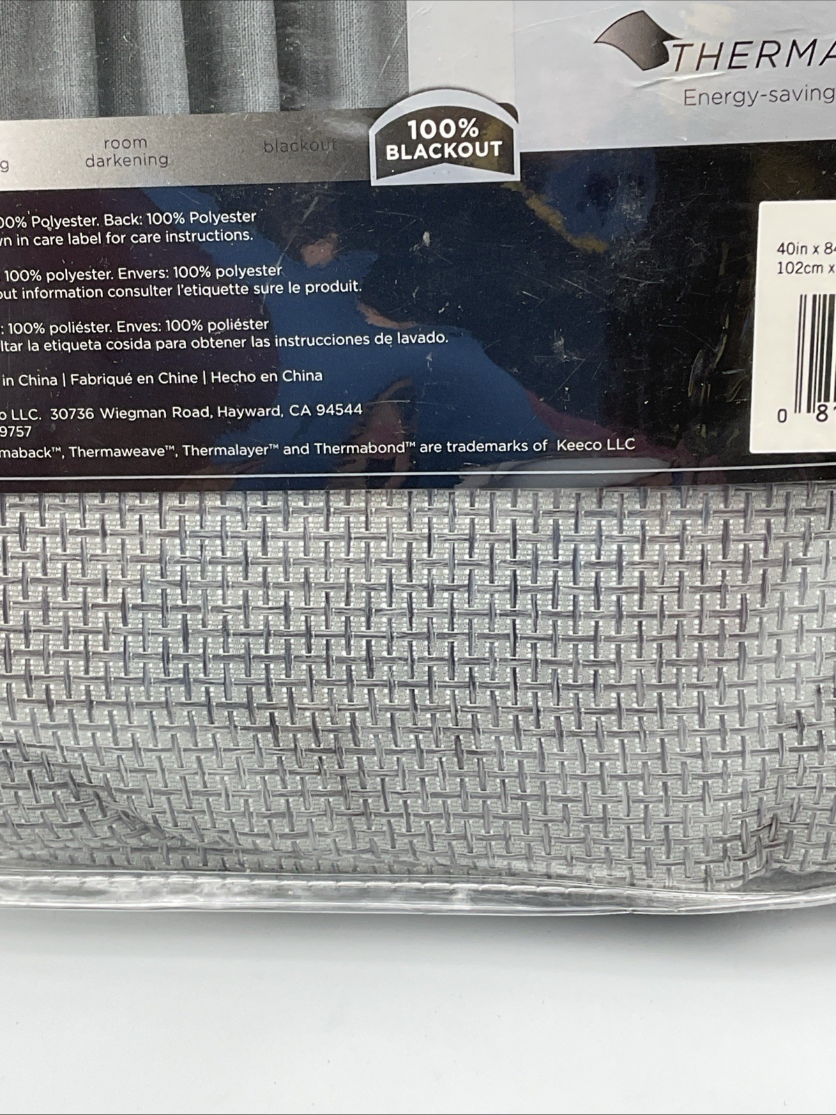 Eclipse 100% Blackout 40x84in Walden Grey One Rod Pocket Tab Panel