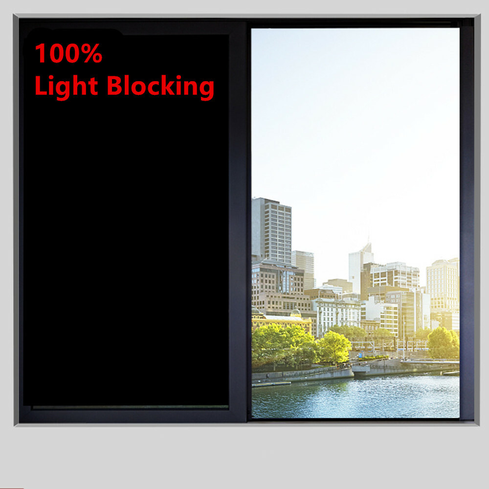 Blackout Window Film Privacy Room 100% Light Blocking Darkening Static Cling US