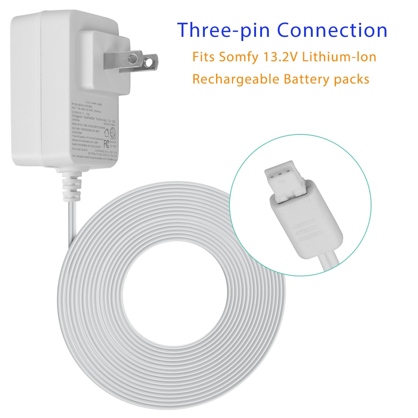 9025166 Lithium Ion Charger for Somfy Blinds Power, with Motorized Blinds, Sh…