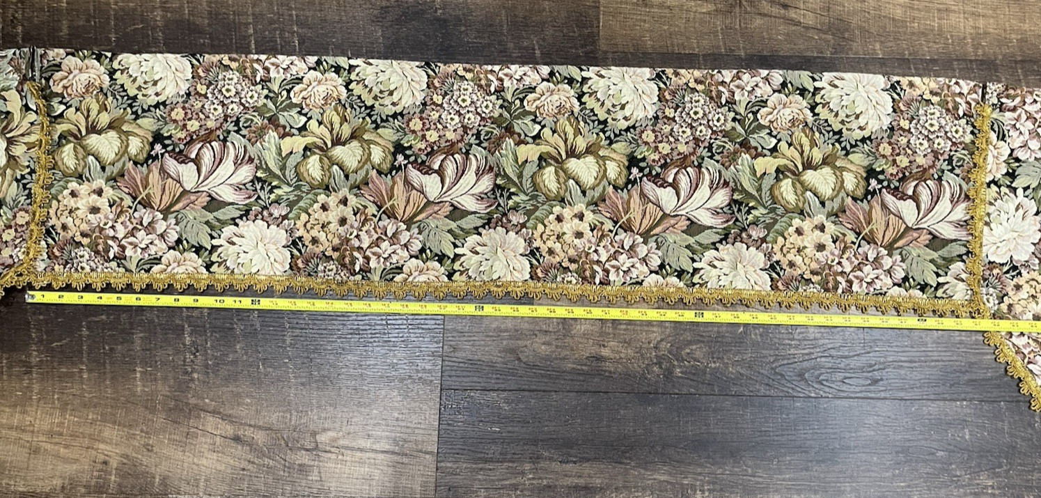 Tapestry Brocade Window Valance Handmade 92 in. Medieval Castle Gold Trim