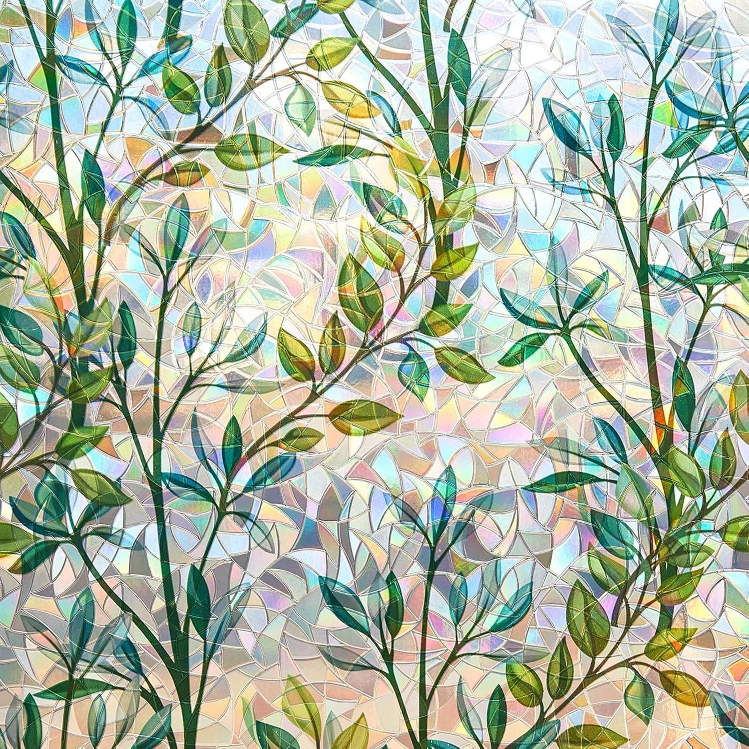 Finnez Window Privacy Film 3D Static Cling 17.5 Inch x 6.5 Feet, Foliage