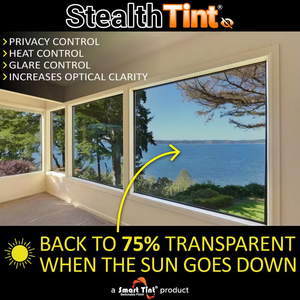 24 In. L X 12 In. W Sun-Activated Smart Film, Transition Window Smart Glass Tint