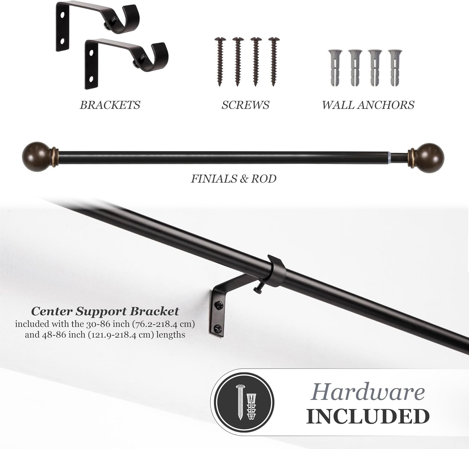 Versatile Chelsea Curtain Rod 48-86″ – Supports Light to Medium Weight Curtains
