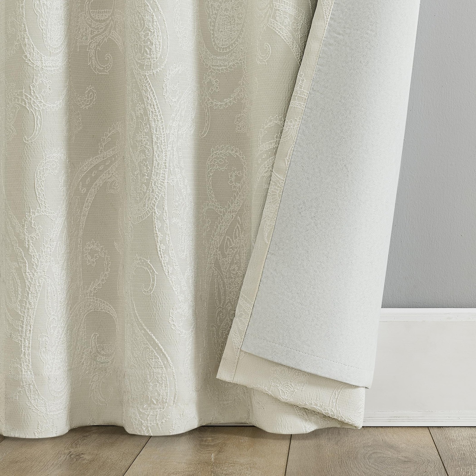 Pedra Paisley Embroidery 100% Total Blackout Back Tab/Rod Pocket Curtain Pane…