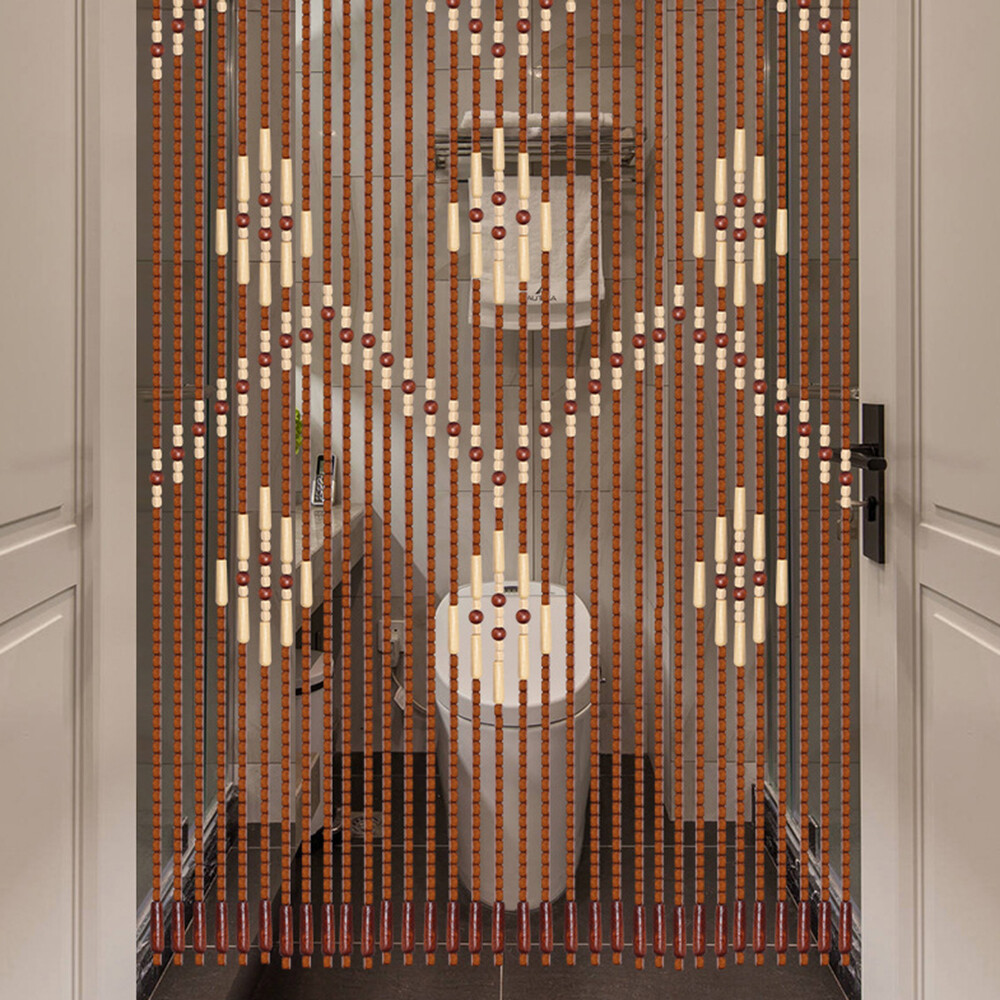 Natural Wooden & Bamboo Beaded Curtain Fly Screen for Bath Bedroom Porch Door