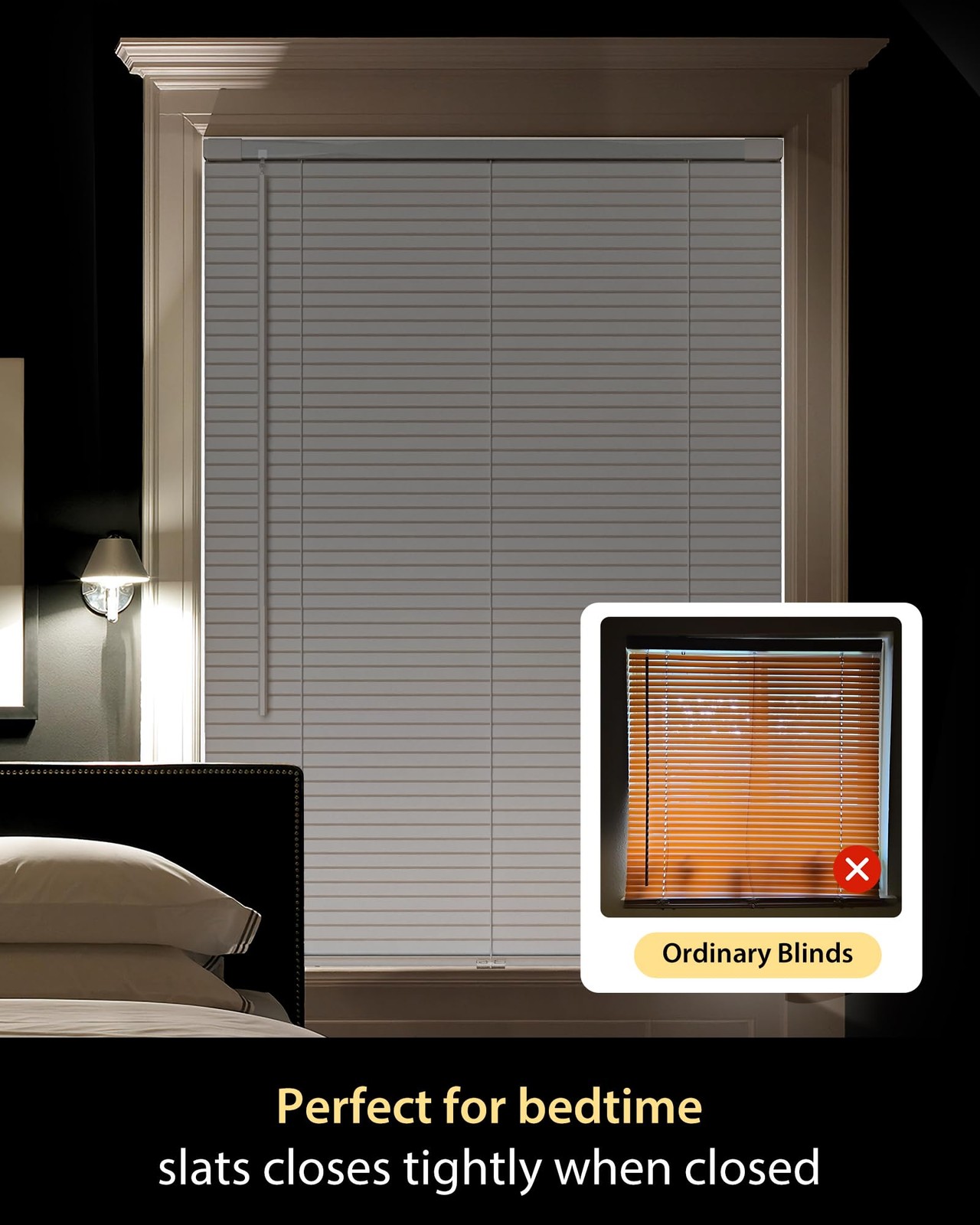 UNISHADES No Drill Cordless Mini Blinds, L-Shaped Slats, 44×64 in, White