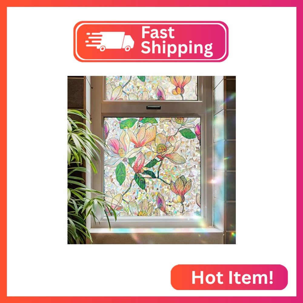 ADD.HERES Window Privacy Film, Stained Glass Decorative Static Cling, Removable