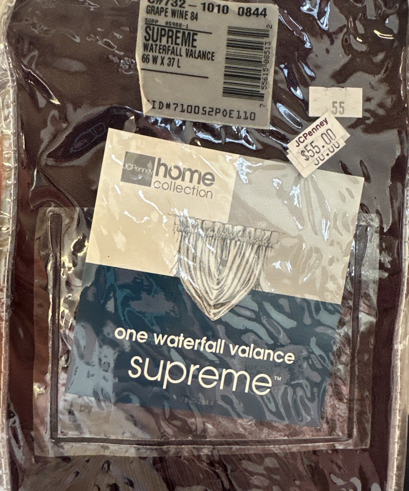 Jcpenny Home Collection One Waterfall Valance Supreme 66×37 Grape Wine NIP