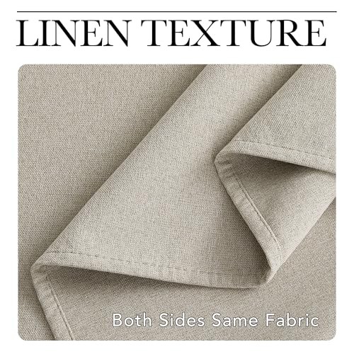 100% Blackout Linen Curtains 96 inches Long, 52″W x 96″L (Pack of 2) Natural