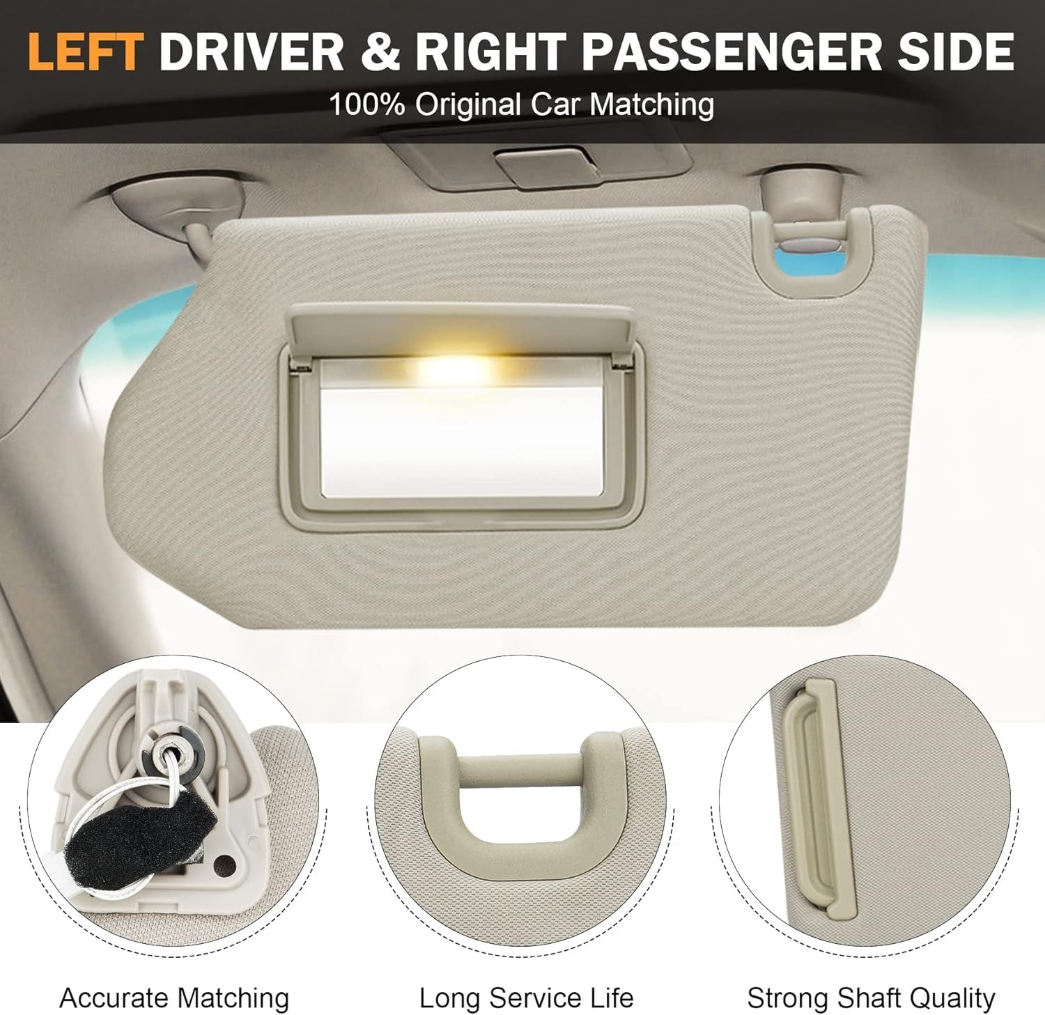 Left Driver Right Passenger Sun Visor Fit for Pathfinder 2013 2014 2015 Beige