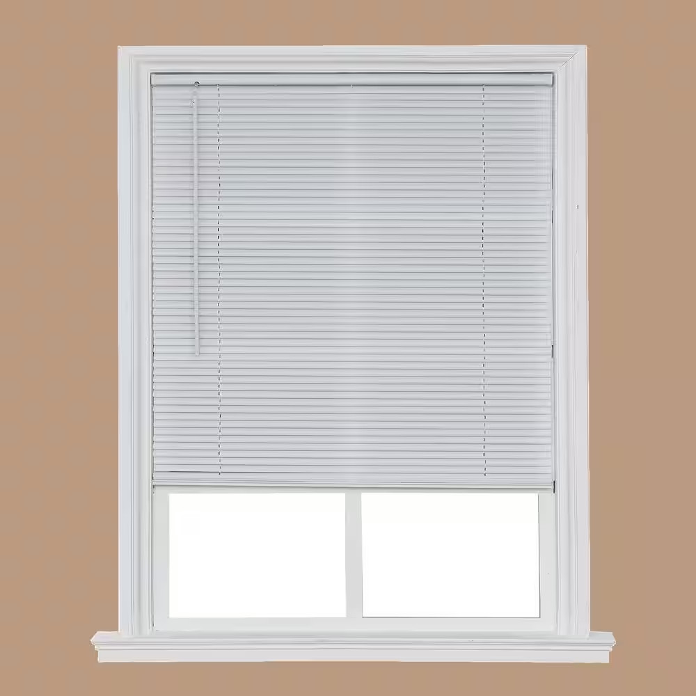 White Cordless 1 In. Light Filtering Vinyl Mini Blind 35-1/2 In. W X 64 In. L