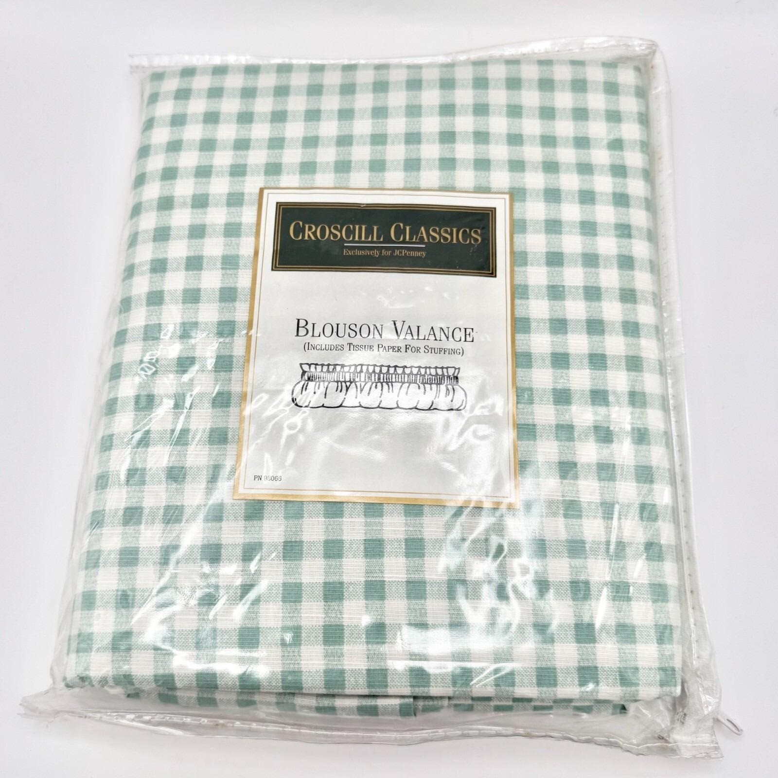 Croscill Classics Green Gingham Blouson Berkshire Valance 88×15 Country Cottage
