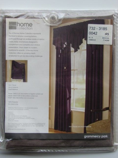 New: Jcpenney Home Collection Grammercy Park Ascout Valance Mocha Polyester