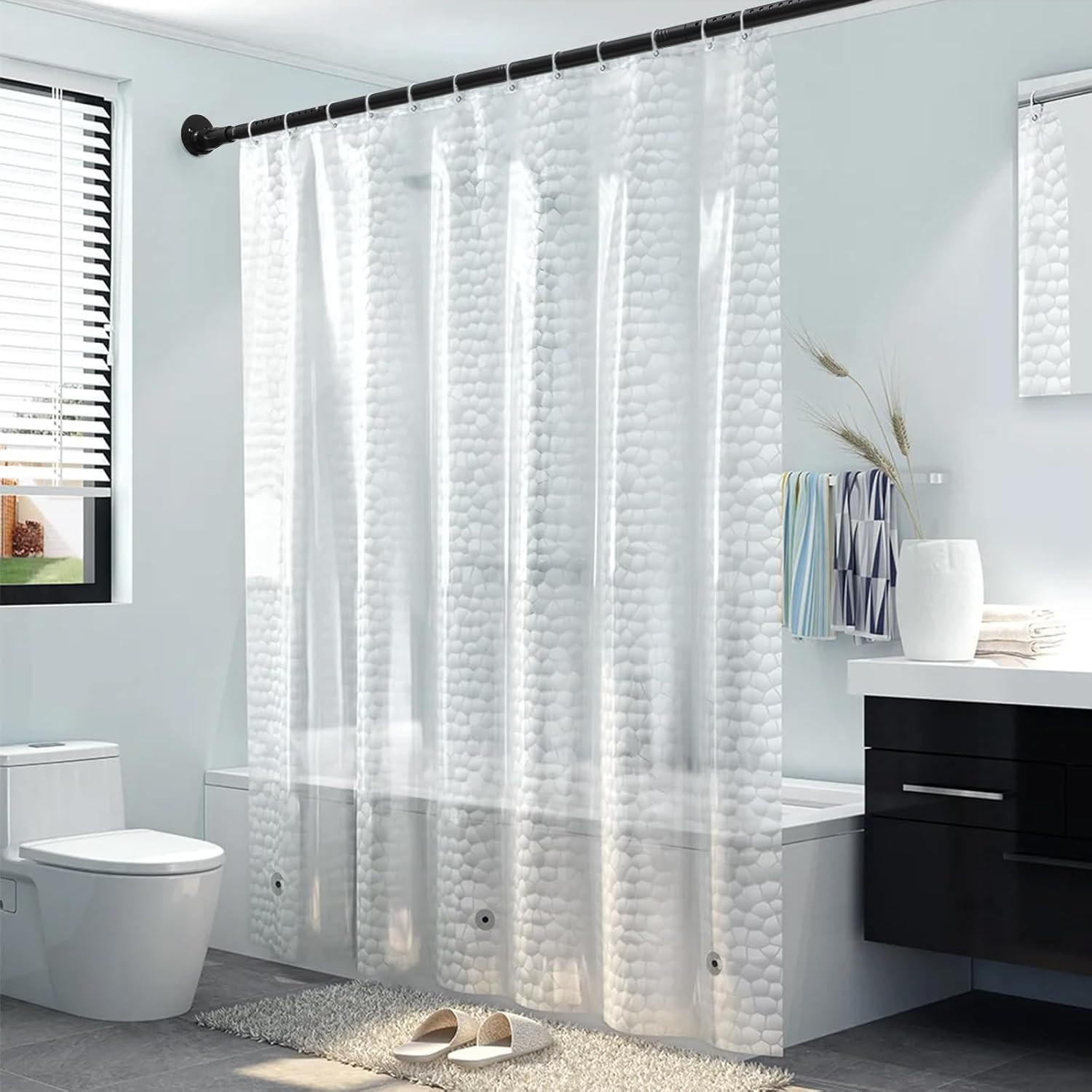 Tension no drill or wall mounted drill shower Curtain closet Rod 60″~115″ Long