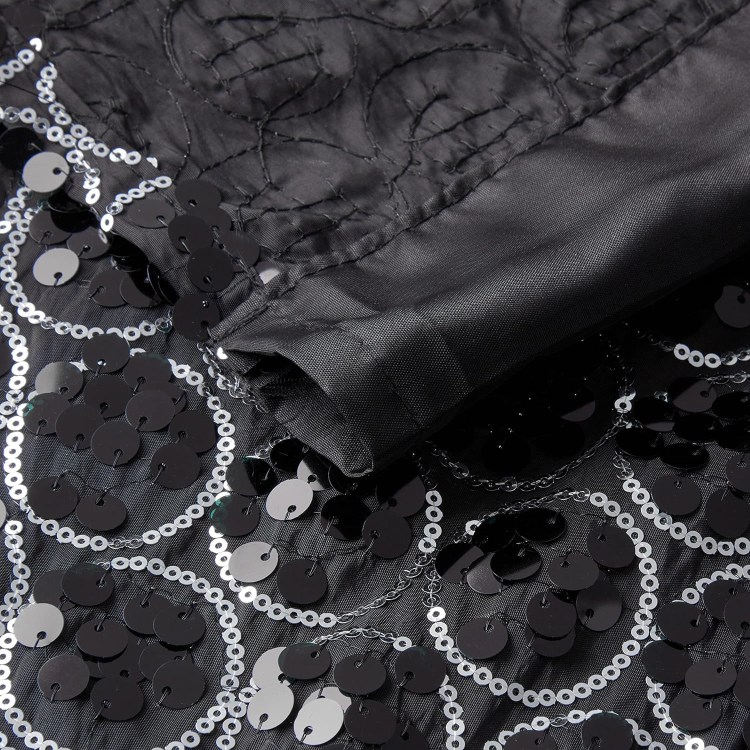 Sinatra Sequin Window Curtain with Tiebacks, Black, 36X54 Inches