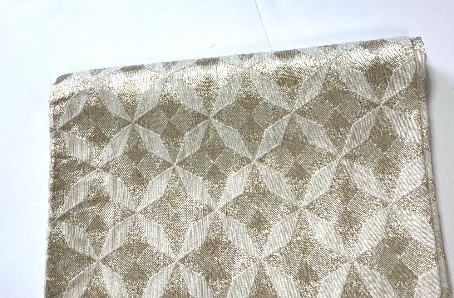 1 Custom Made Valance Extra Wide Luxury Curtain Gold Tan Geo Print Designer