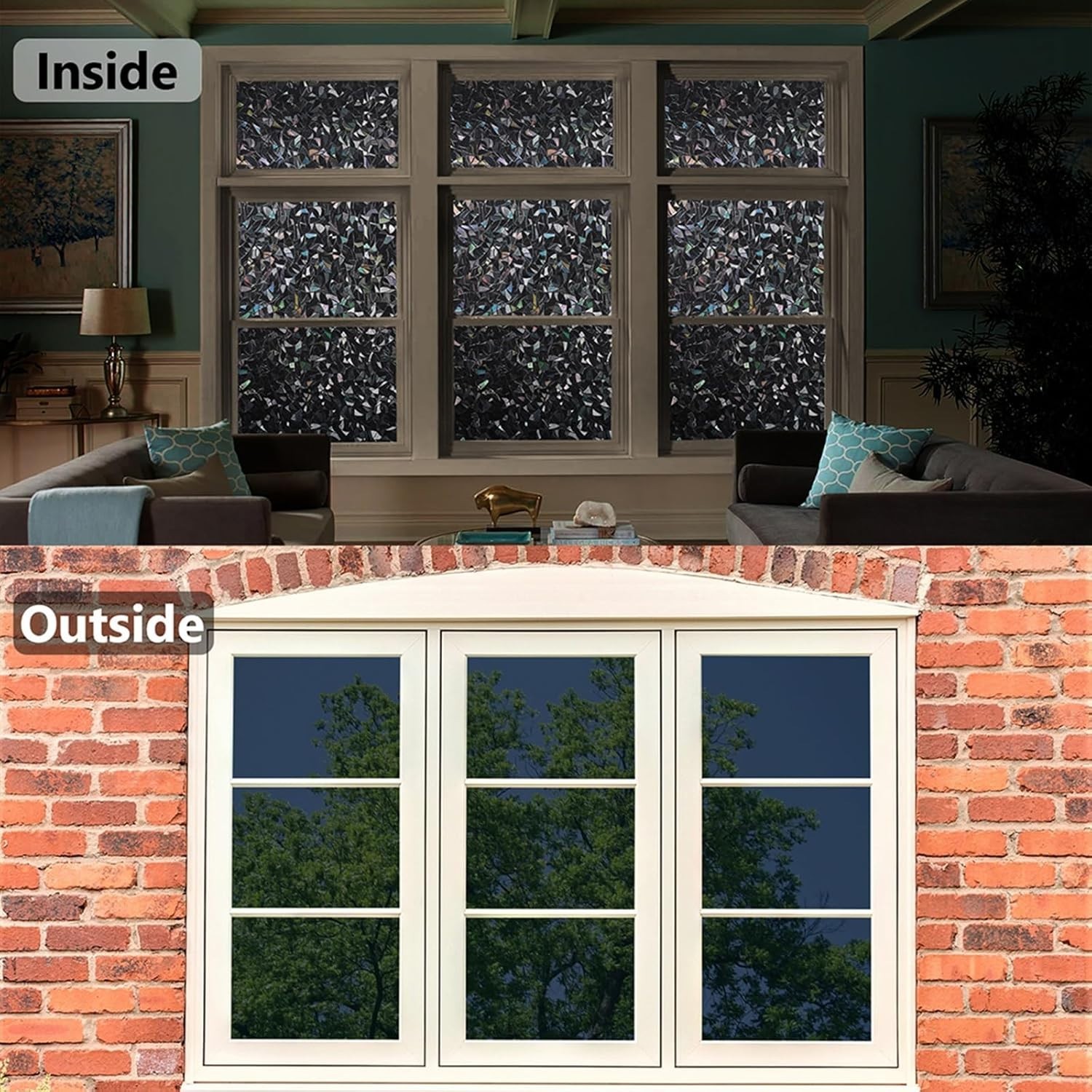 Removable Total Blackout Window Film with Rainbow Crescent Pattern – 17.5×78.7in