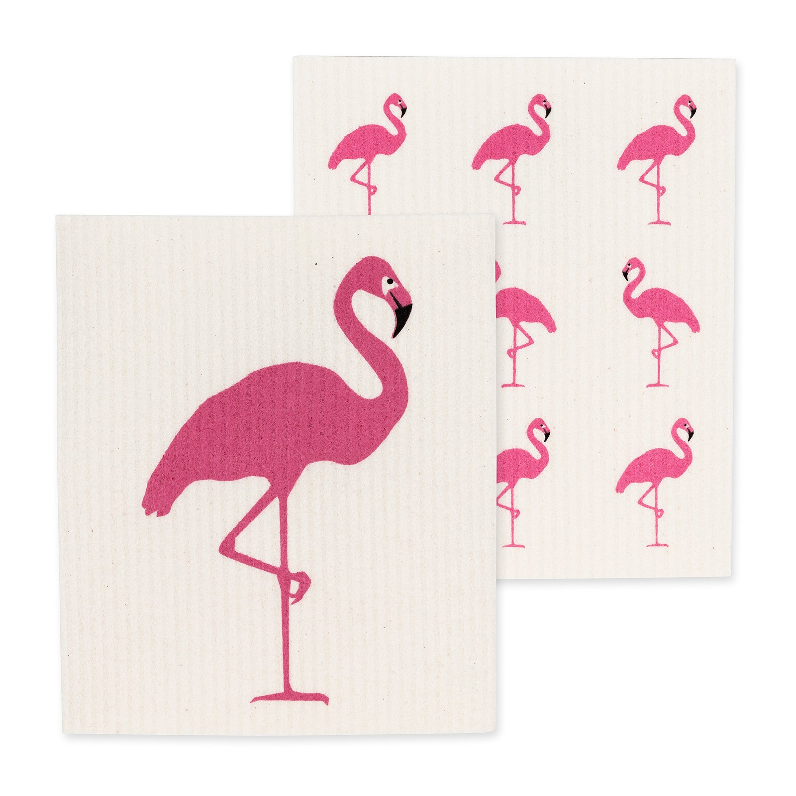 Abbott Collection 84-ASD-AB-09 S/2 Flamingo Dish Cloth, 6.5″ x 8″, White/Pink…