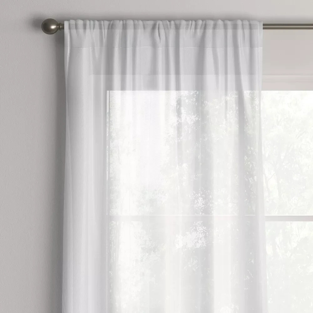 ⚡️1 pc Sheer Crinkle Window Curtain Panel White – Room Essentials 40″W x 84″L