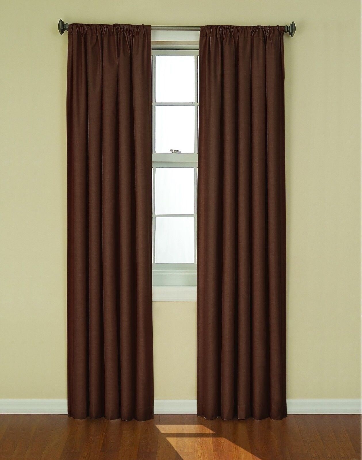 Set 2 Brown Curtains Panels Drapes 63 84 95 inch L Blackout Blocks Light Heat