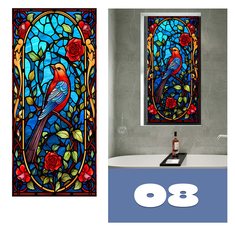 Colorful Stained Glass Film Modern Art European Decor Privacy 40x100cm/45x120cm