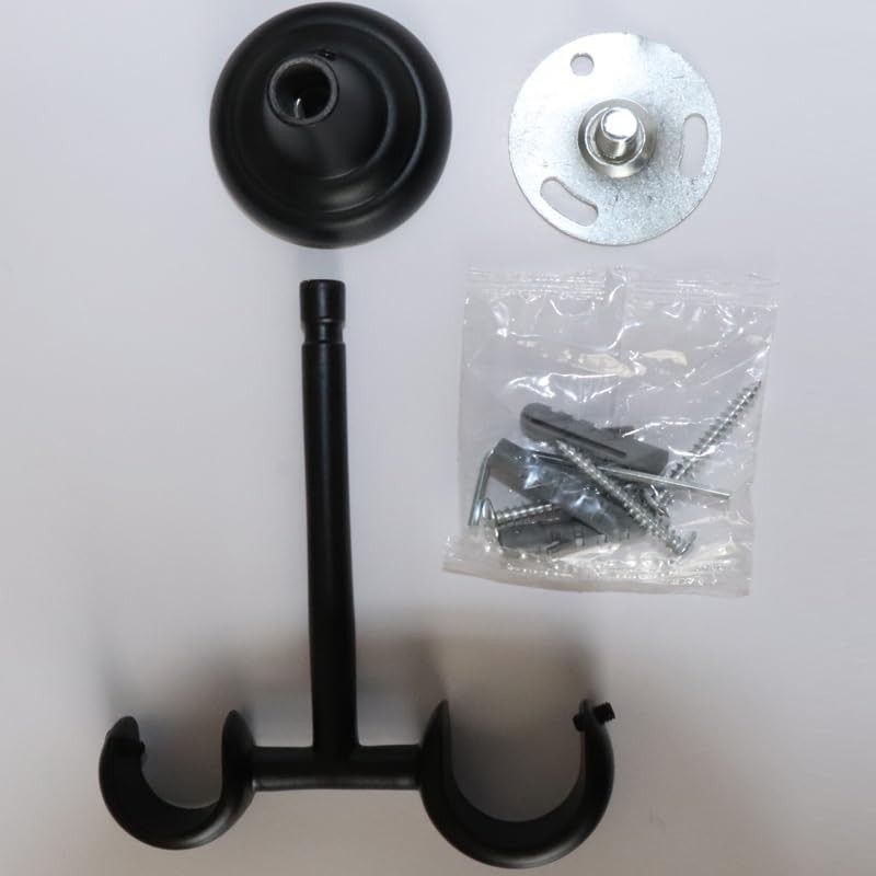 2 PCS Double Curtain Rod Bracket Ceiling Mount Fits 0.75/1 Inch 19/25mm