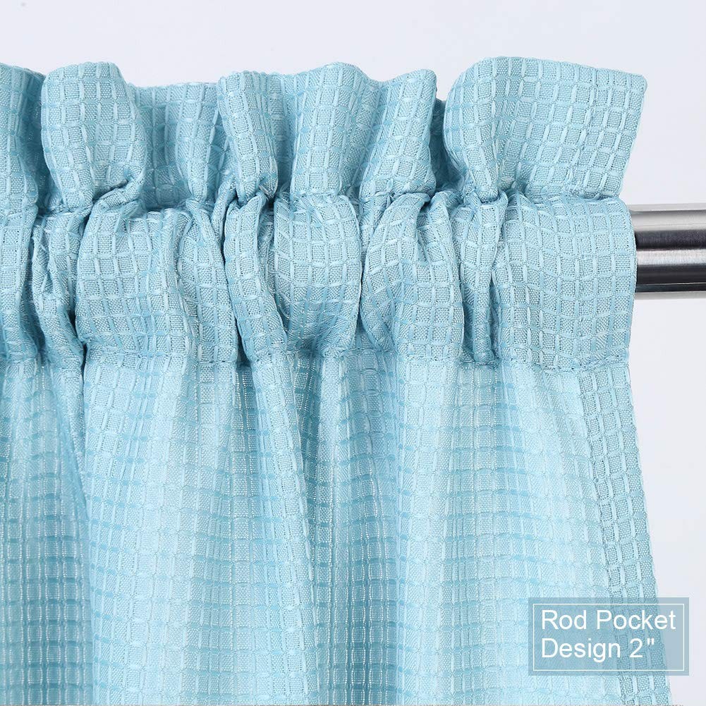 Kitchen Curtains – 45 Inch Long Casual Weave Cafe Curtains, Short Tiers Priva…