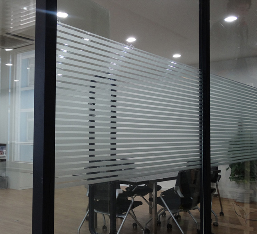 Stripe Frosted Glass Film Static Cling Office Bedroom Bathroom Home Window Tint