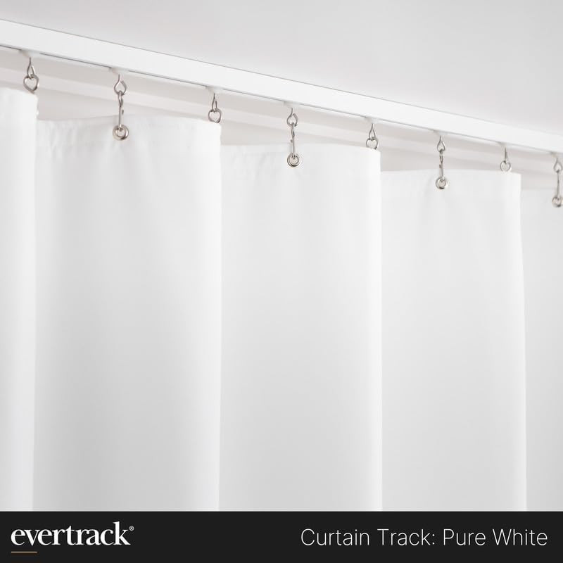 Ceiling-Mounted Curtain Track – 16ft Pure White, USA Made Drapery Rail