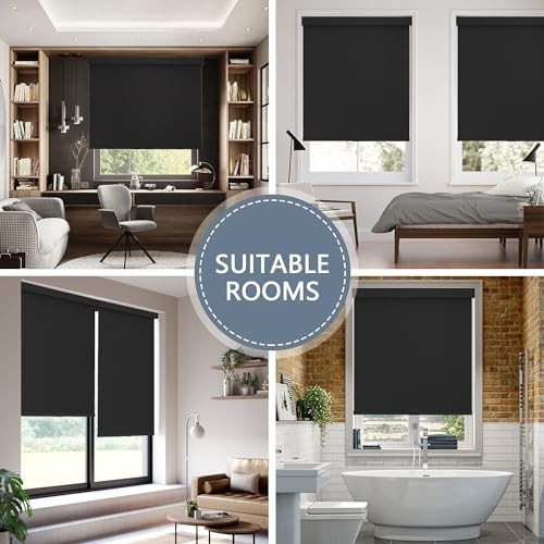 Blackout Roller Shade Cordless Free-Stop 34×72 Inches Thermal Insulated UV