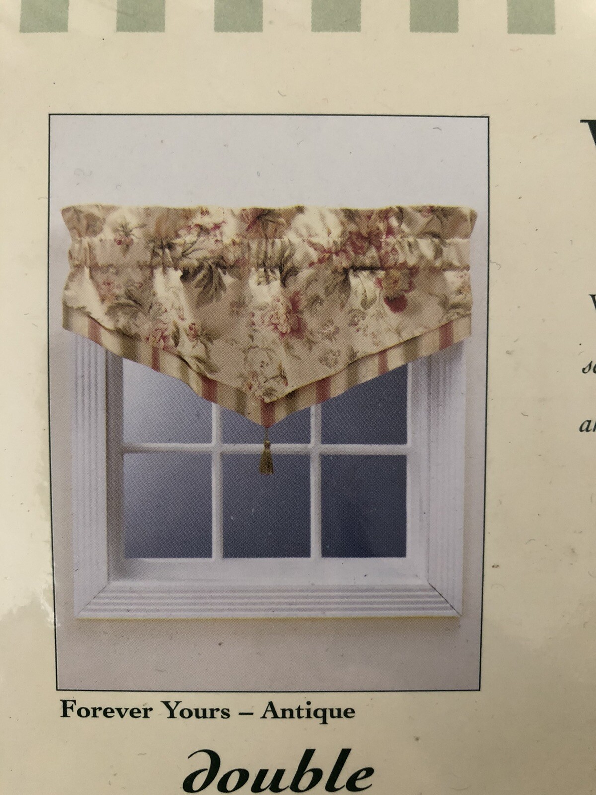 Waverly Forever Yours Antique Double Ascot Window Valance 52” X 20” Brand New